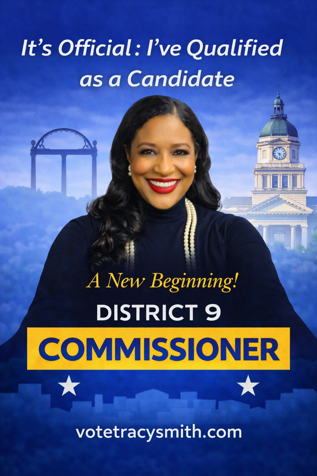 Campaign poster for District 9 Commissioner candidate.