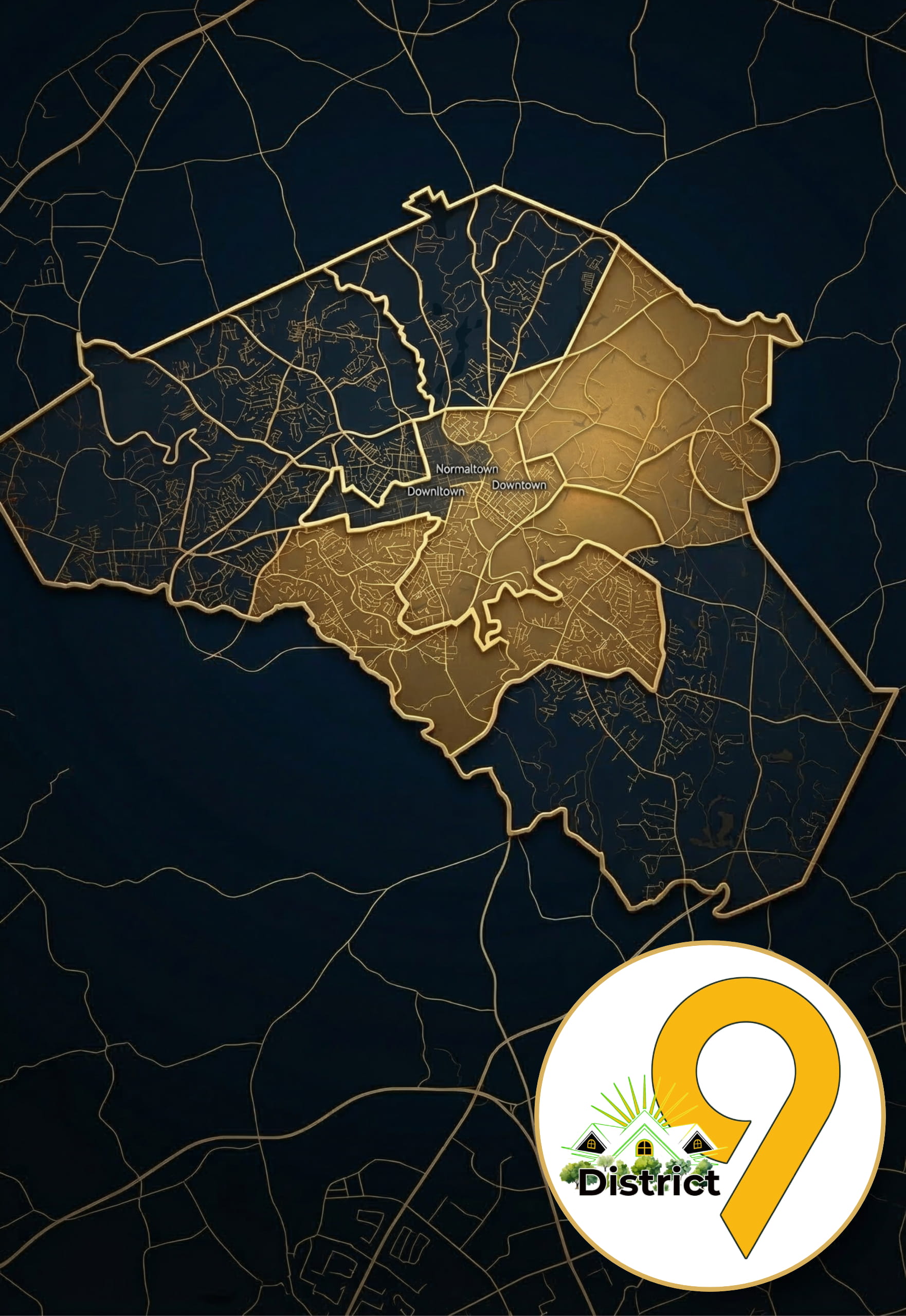District 9 map with highlighted area.